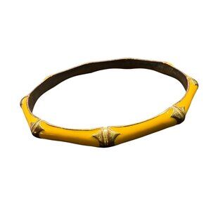 Vintage Bamboo style Yellow Gold -tone Thin Metal Bangle Bracelet Bamboo Design